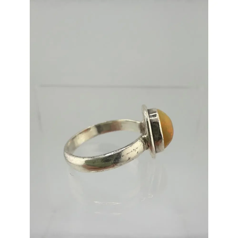 Sterling Silver Fiery Ethiopian Opal Gemstone Ring Size 7.5